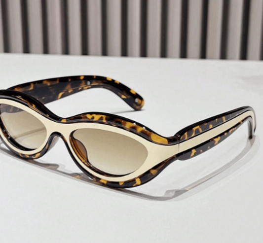 1pc Fashionable Cat Eye Design UV-Proof Fashion Glasses With Two-Tone Frame