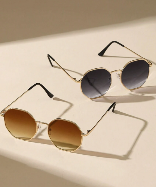 2pcs Women Classic Metal Geometric Frame Fashion Y2K Fashion Glasses