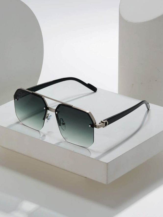 POLASUP 1pc Men's Metal Double-Beam Fashion Glasses