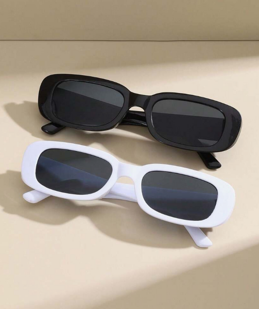 2pcs Square Personalized Street Style Eyeglasses, Unisex, Luxury Beach Fashion Glasses