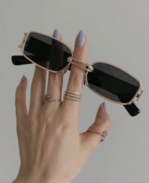 1pc Women's Metal Square Narrow Cool Vintage Korean Style Personality Fashion Glasses