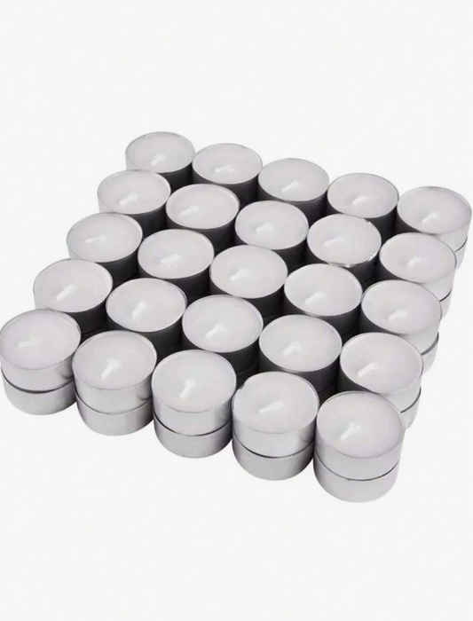 50pcs Unscented Tea Light Candles, 1 Hour Burn Time