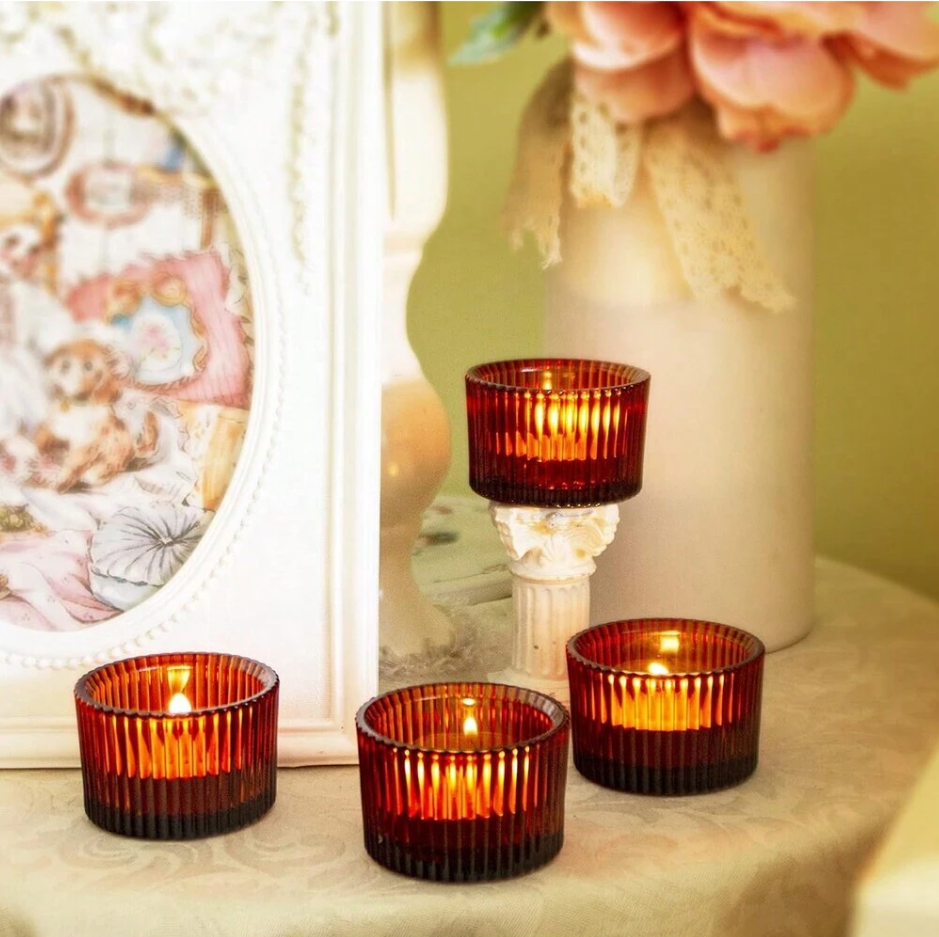 Candle Holder Set Of 4122436, 2'' X 1.4'' Small GlassTealight 4pcs