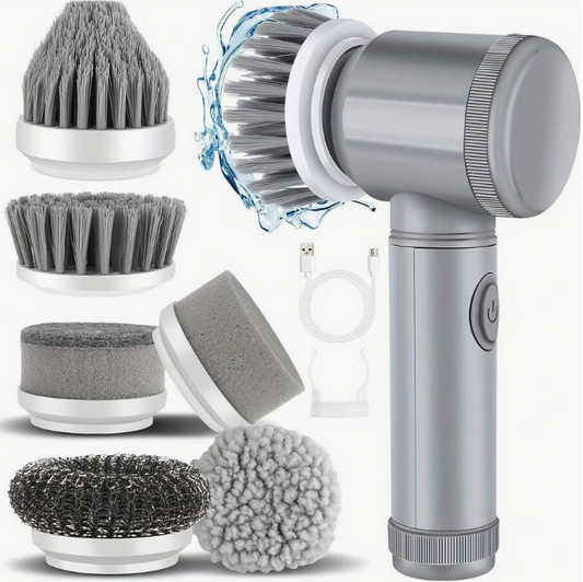 Electric Cleaning Brush Set -6 Replaceable Heads, Cordless 360 Rotating Scrubber