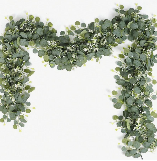 Eucalyptus Flower Wreath, 705.9ft, Artificial Silver Dollar Eucalyptus Leaves 3pc