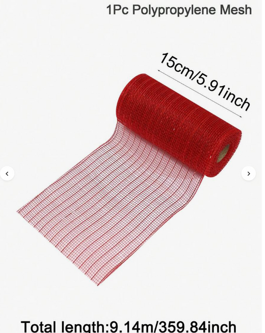 Christmas Metallic Mesh Ribbon, 10inch X 30 Feet(10Yard), Red
