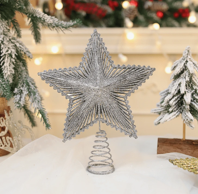 Metal Hollow Five-Pointed Star Tree Topper Decoration