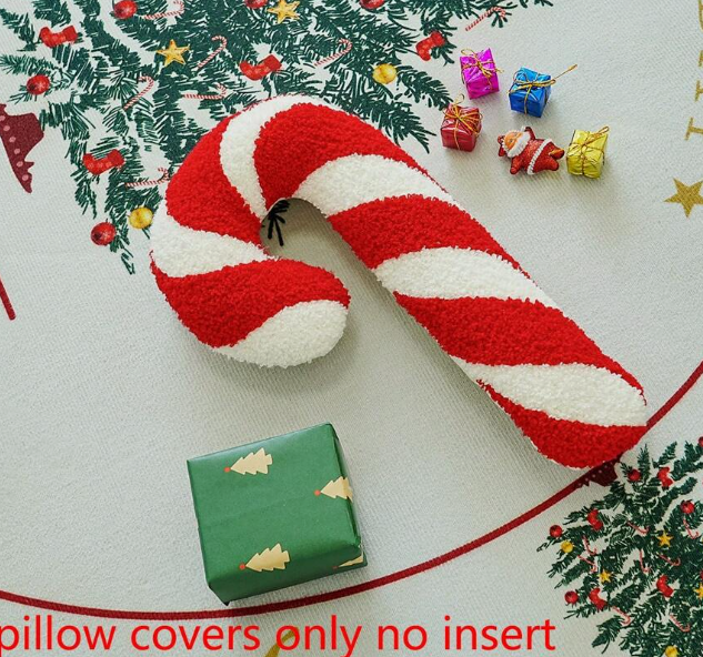 Candy Cane Shaped Decorative Throw Pillow Case