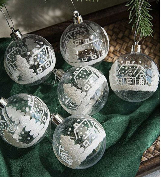 ransparent Snow Christmas Balls Pendants For Christmas Tree Decoration