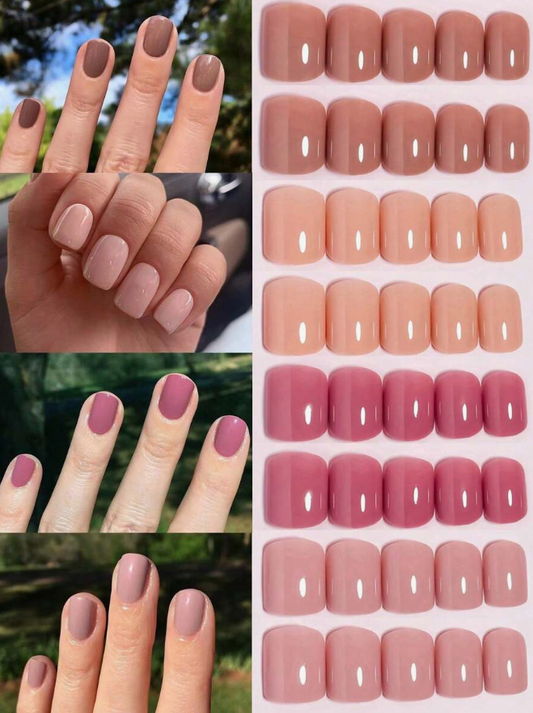 t Nude Colors Glossy Wearable Nail Art Lovely Short Square