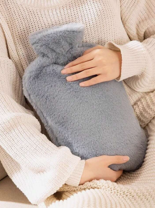 1pack 2000ml Premium Fluffy Hot Water Bottle For Soothing Pain Relief And Comfort