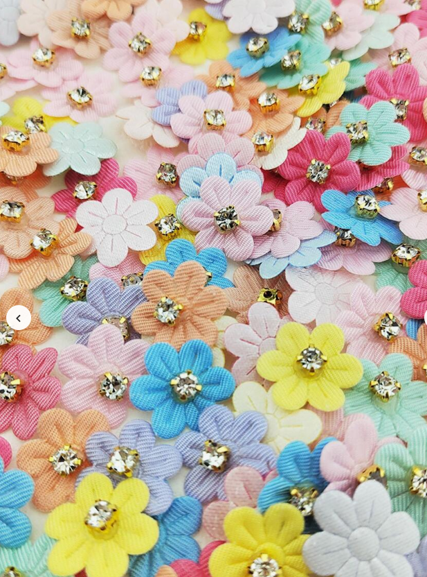 70pcs Ultrasonic Mixed Color Diamond Flower DIY Children Hair Clips Clothing Shoes Hats Accessories