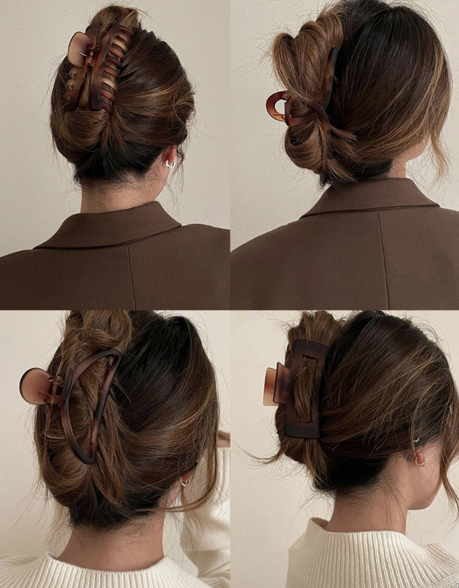 4pcs Large Hair Claw, Hair Clip, Hair Catcher For Women, Hair Accessories For Thick Hair Casua
