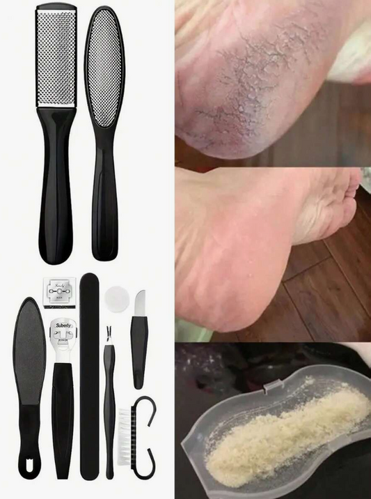10PCS Foot Rub Pedicure Set Scraping Foot File, 10 Ln 1 Foot Tool Kit Exfoliating Clean