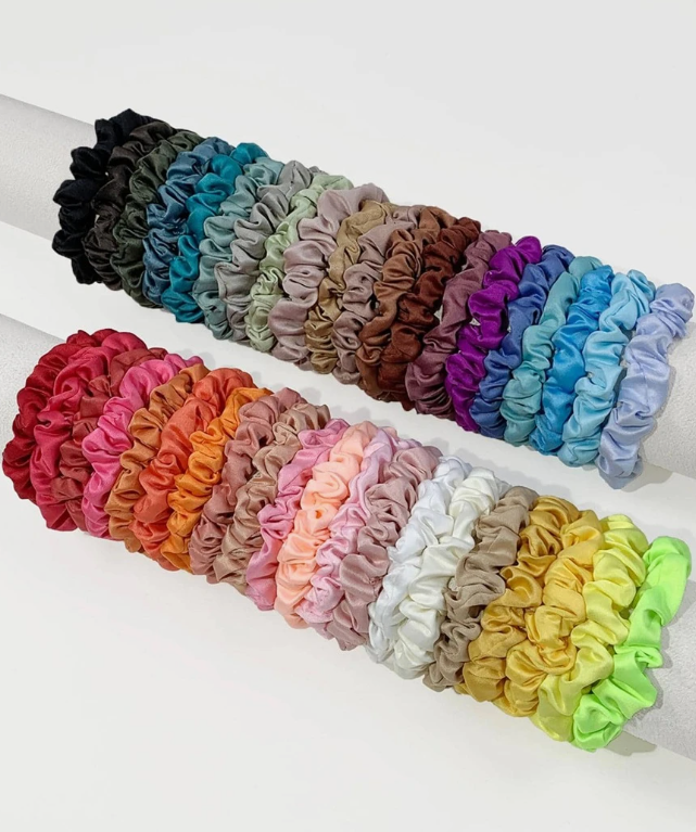 40pcs Women Pink Green White Solid Scrunchie Casual Dopamine