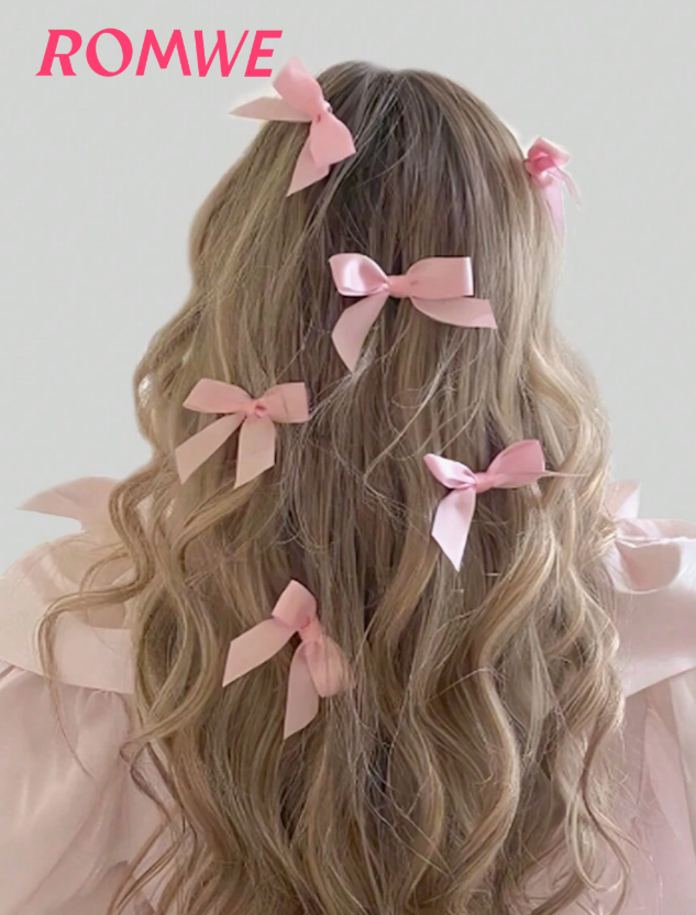 ROMWE Kawaii 6pcsSet Bowknot Alligator Hair Clips For Women,