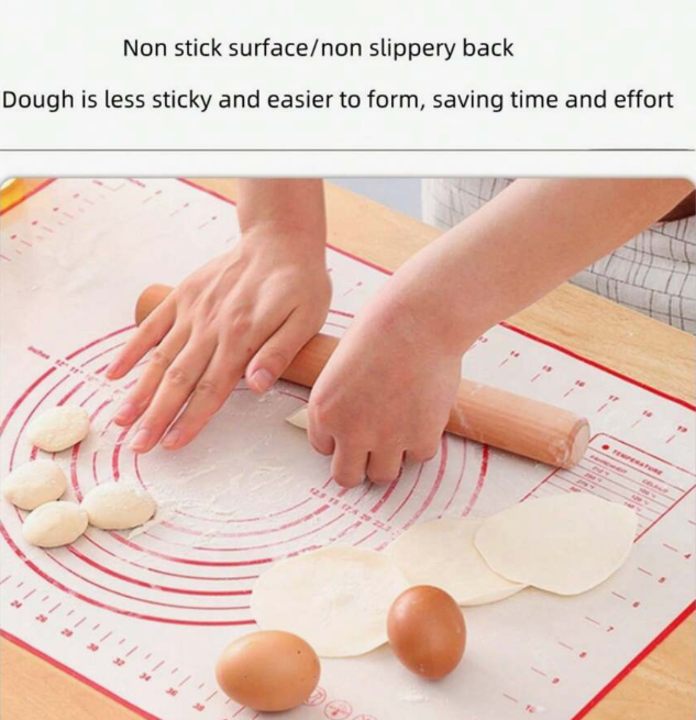 1pc Household Kitchen Baking Silicone Dough Kneading Mat With Scale, Non-Stick Rolling Pad