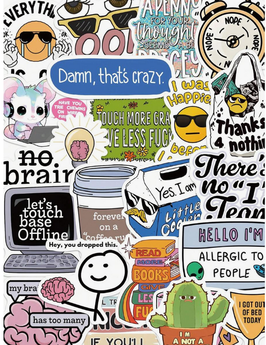 Funny Sarcastic Stickers Waterproof Cartoon Gifts For Journal Scrapbook Water Bottles