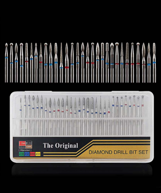Manicure Grinding Head Set With 30Pcs Diamond Nail Bit And Tungsten Steel Alloy Bit