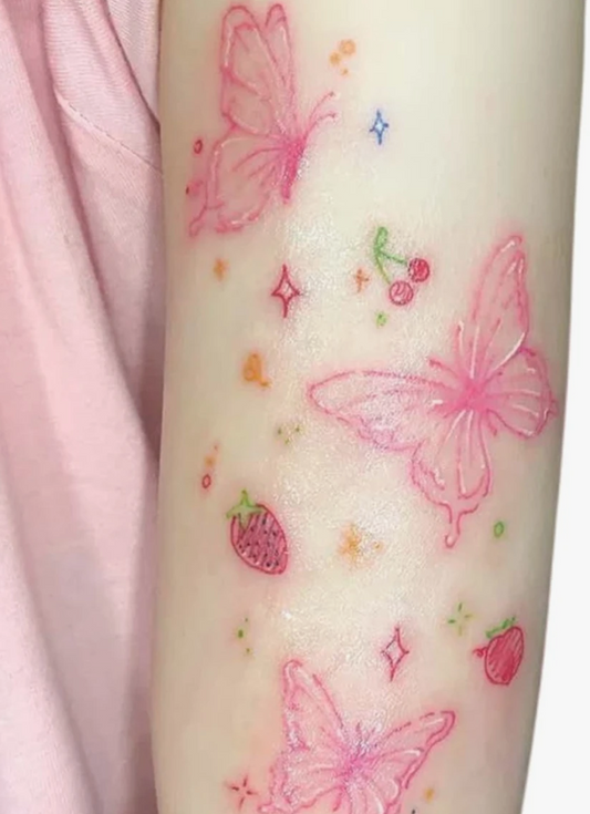 1 Sheet Butterfly & Fruit Pattern Temporary Tattoos For Women