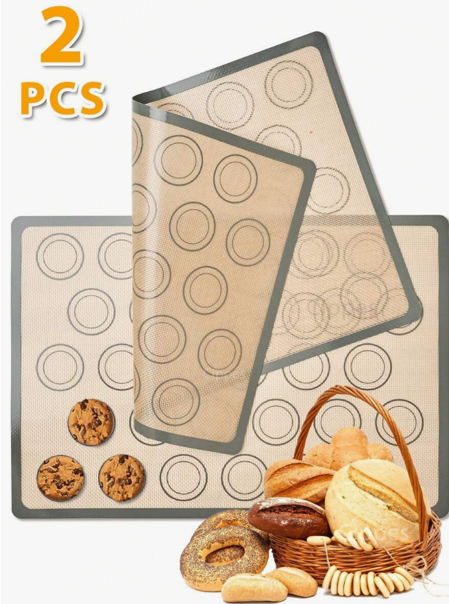 Cippes 2PCS Silicone Baking Mats for Oven, Reusable Non Stick Macron Cookie Sheets Set