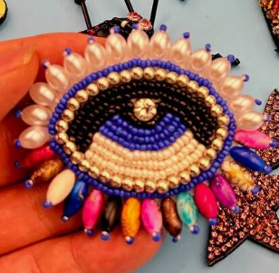 Set Of Handmade Drill Cloth Stickers, Eyes, Five Pointed Stars