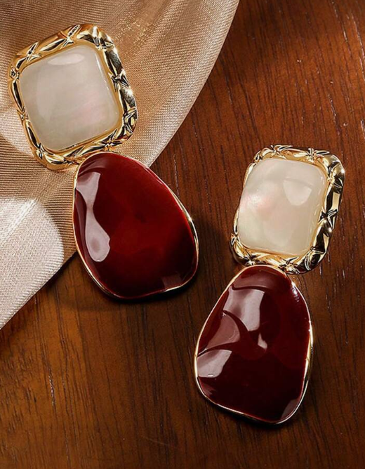1pair Fashionable Zinc Alloy Square Drop Earrings For Women For Daily Decoration