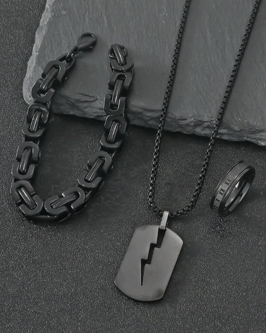 Fashionable Colorful Men Jewelry Set, Including Lightning Pendant Necklace