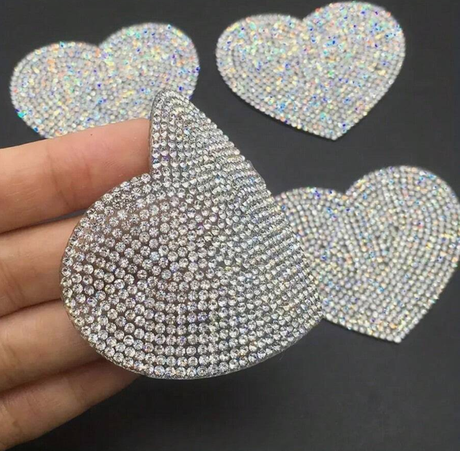Shiny Heart Shaped Rhinestone PatchesIron-On Patches