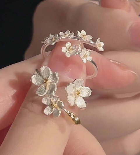 Sweet 3D Flower Design Rings, Suitable For Women Everyday
