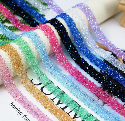 1 Pack Multicolor Self-Adhesive Resin Rhinestone Trim, Clothing 1pink 1white