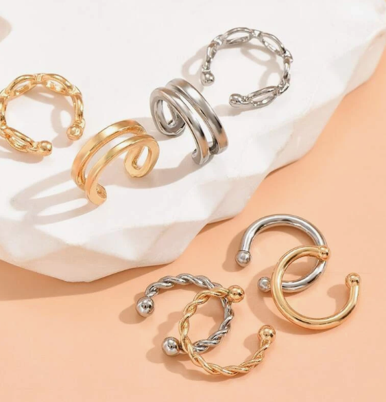 8pcs Minimalist Ear Cuff Copper Jewelry