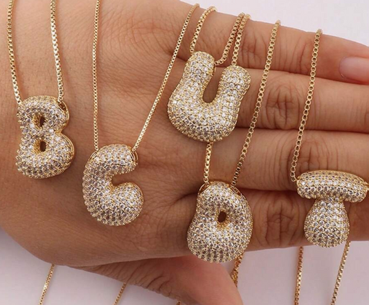 MECYLIFE 1pc Personalized Plump 3D Alphabet Pendant With Stainless Steel Snake Chain p