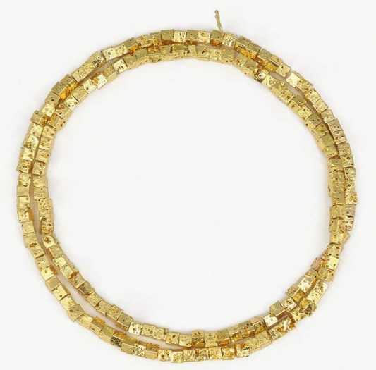 18K Gold Plated Natural Volcanic Stone Square Column Asymmetrical Loose Spacer Beads For Jewelry