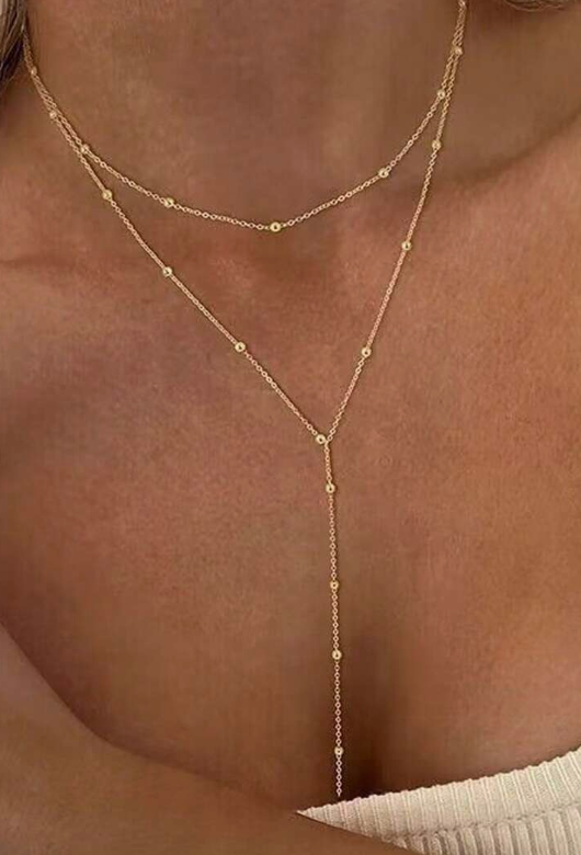 Personality Simple Beaded & Geometric Pendant Necklace