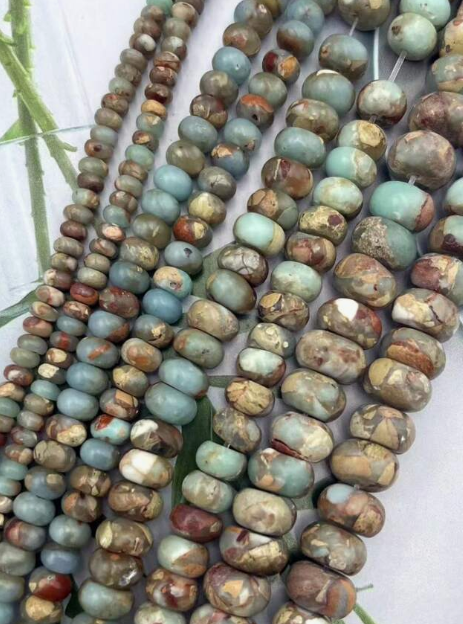 7.09inch New Natural Snake Skin Stone, Bohemian Abacus Beads
