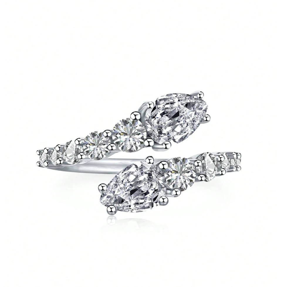 MOONSO Unique Design Adjustable White Ring for Valentine's Day Gifts for Women, 2023 Ramadan New Style Jewelry R8405