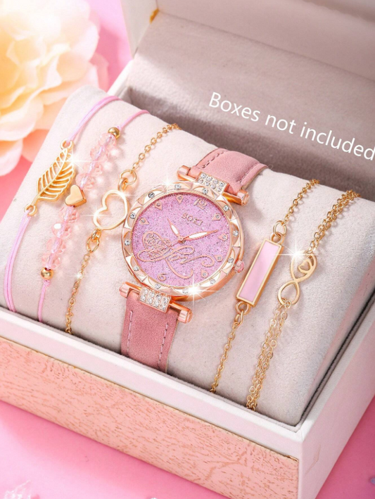 SOKI SOKI Women's Watch 6Pcs Fashion Casual Elegant Simple Round Quartz