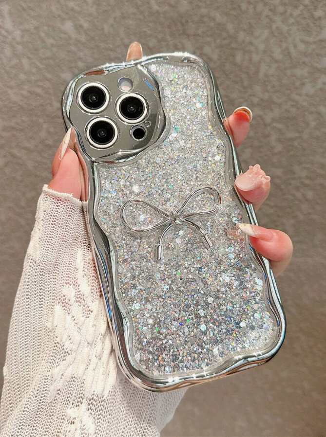 Electroplating Phone Case with Shiny Wave Design Compatible