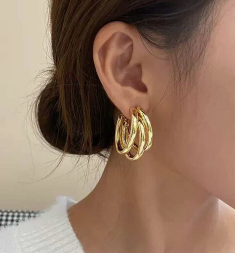Layered coil hoop earrings