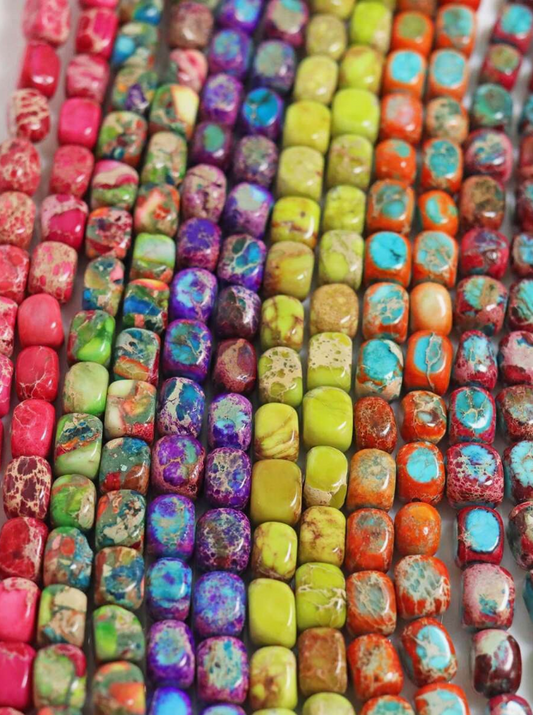 Natural Colorful Emperor Earring 1pc 18cm/24pcs Asymmetric Hollow Out Round Cut with Small Rectangle Spacer Beads for Jewelry Making Handmade