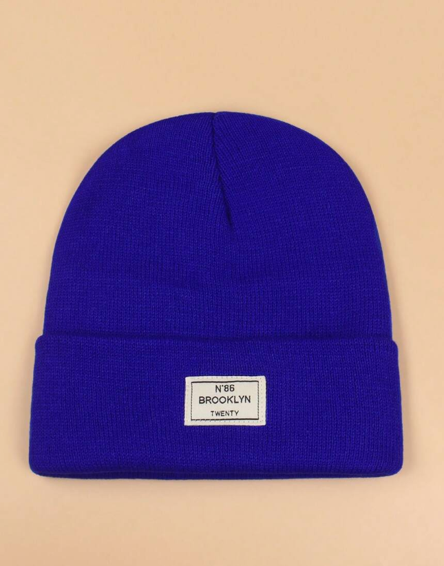 Women's casual winter wool knit hat with letter print, versatile and simple design, one piece
