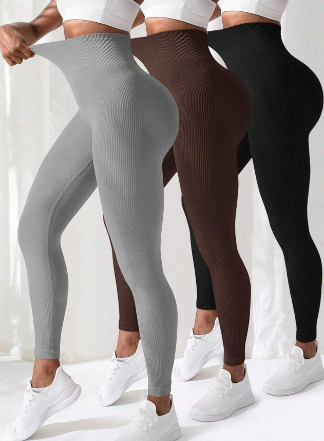 SHEIN Sport Studio Solid Color Sports Leggings Spandex