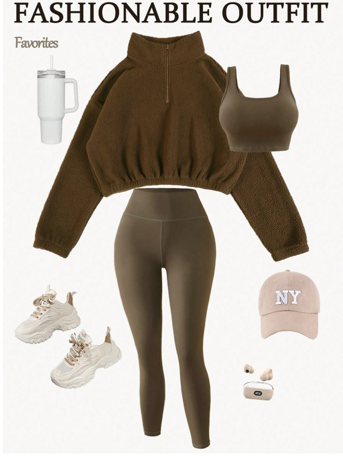 SHEIN Sport Easify Women's Casual Sports Set, Fleece Lined