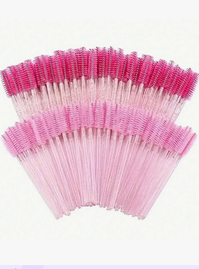 100/50/10 Pieces Disposable Mascara Brush, Nylon Eyelash Brush, ABS Plastic with Unscented Eyebrow Extension Fork for Normal Skin - Pink and Black Set